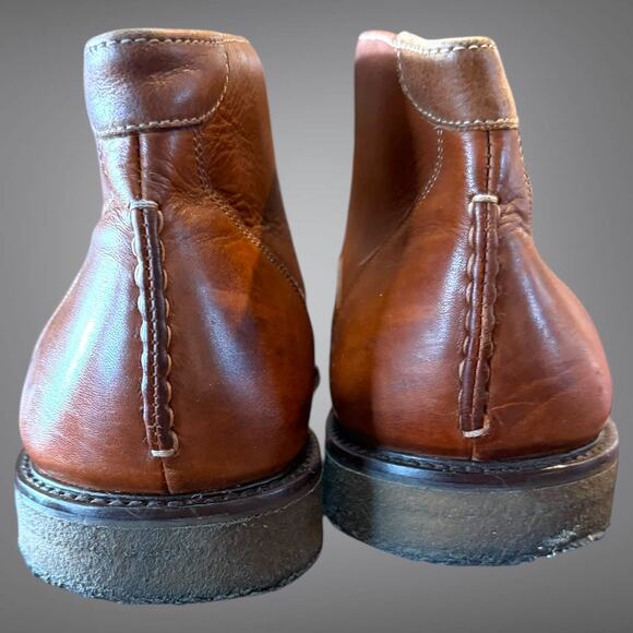 Men's JOHNSTON & MURPHY Copeland Red Brown Oiled Leather Chukka Boots - Picture 7 of 10